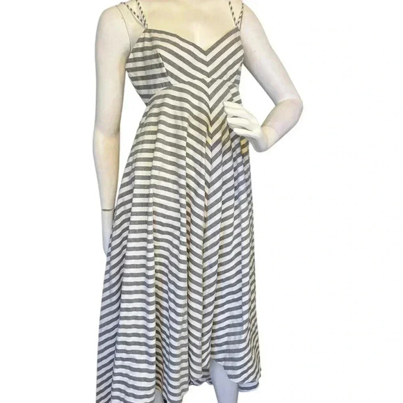 Milly Mitered Trapeze Dress White/Blue Striped Dress Size 8. - Picture 9 of 10